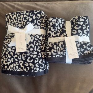 Rachel Zoe 6 Pc Set Leopard Cheetah Animal Print Bath Hand Towels Washcloths NWT